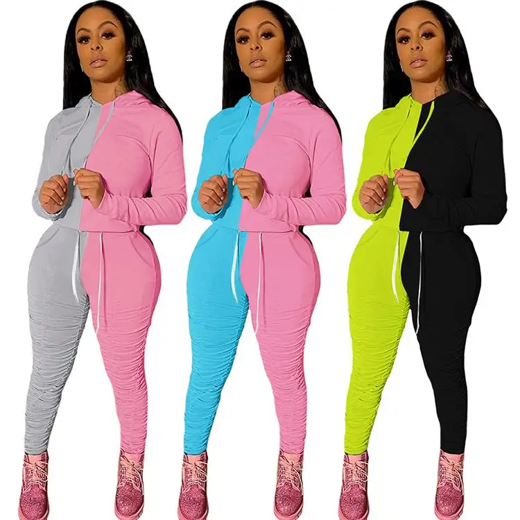 2020 Lady 2 Pcs Patchwork Hooded Stacked Yoga Wear Sweatsuit Bodycon Autumn Women Two Piece Set, Custom color
2020 Lady 2 Pcs Patchwork Hooded Stacked Yoga Wear Sweatsuit Bodycon Autumn Women Two Piece Set, Custom color