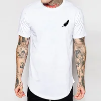 

Hip Hop Muscle Fit Curved Hem white Cotton Custom Printing logo men T shirt