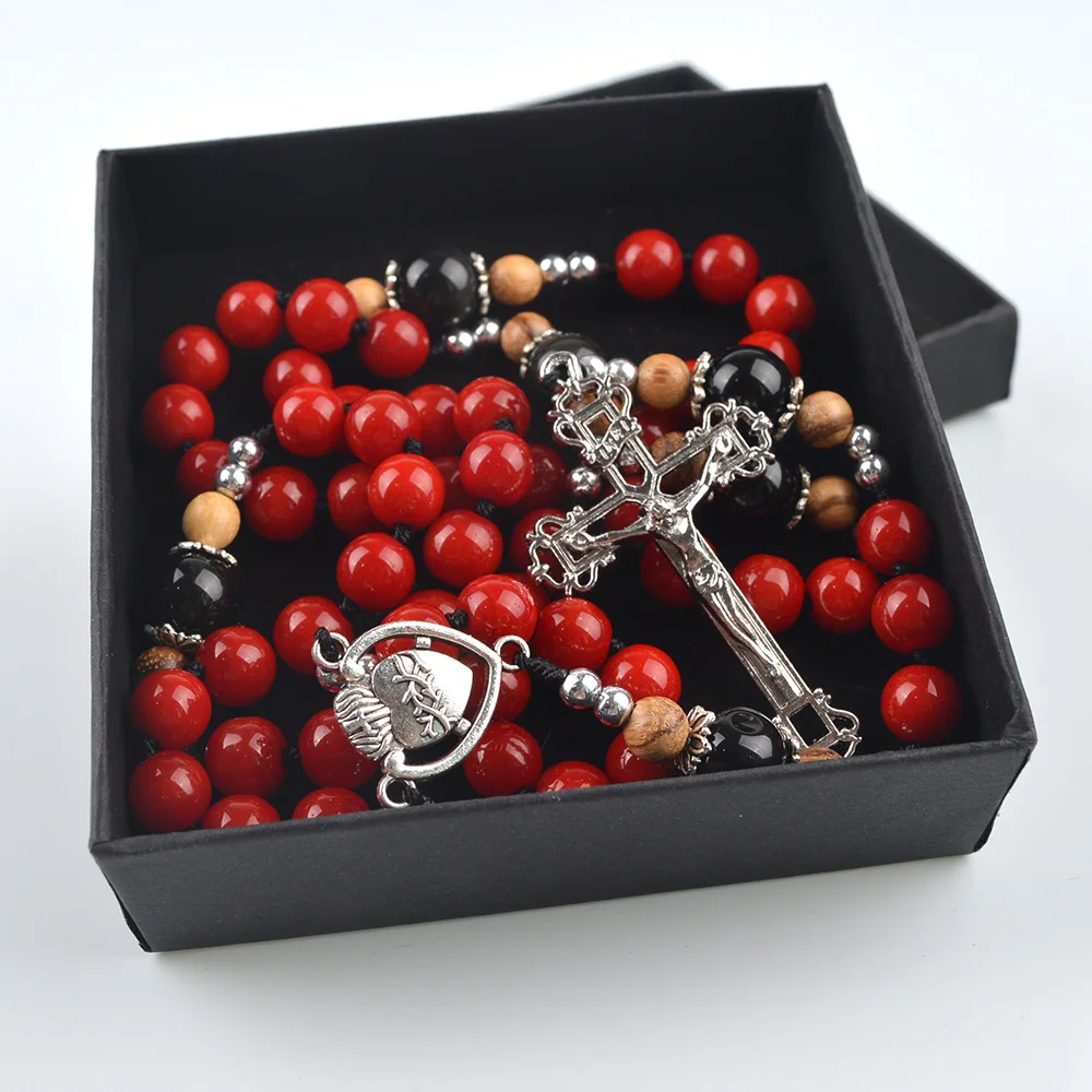 Religious Style Stones Strong Rope Girls Rosary Catholic Red Coral Stones Cross rosary Necklace
Religious Style Stones Strong Rope Girls Rosary Catholic Red Coral Stones Cross rosary Necklace
