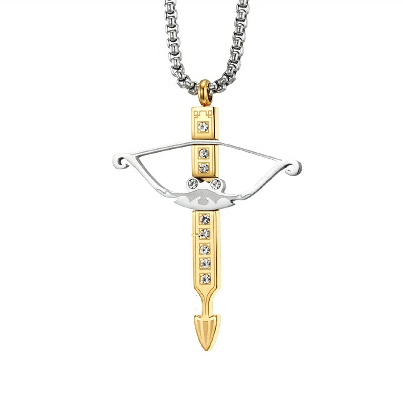 Factory direct sales personalized jewelry titanium steel pendant 18K gold-plated bow and arrow men's pendant necklace, Pic
Factory direct sales personalized jewelry titanium steel pendant 18K gold-plated bow and arrow men's pendant necklace, Pic