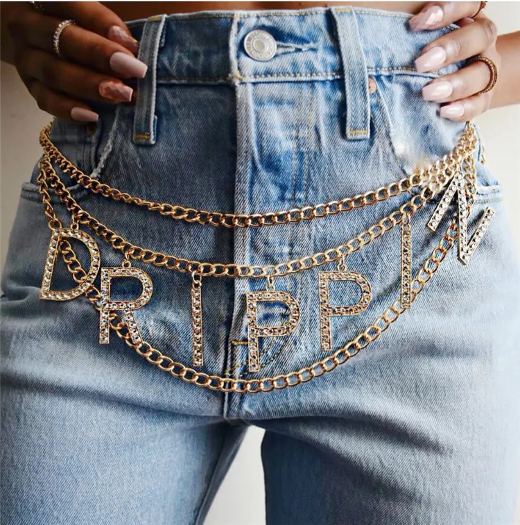 Cool Custom Letter DRIPPIN Word Belly Body Chain DRIPPIN Pendants Link Chain Trousers Waist Chain
Cool Custom Letter DRIPPIN Word Belly Body Chain DRIPPIN Pendants Link Chain Trousers Waist Chain
