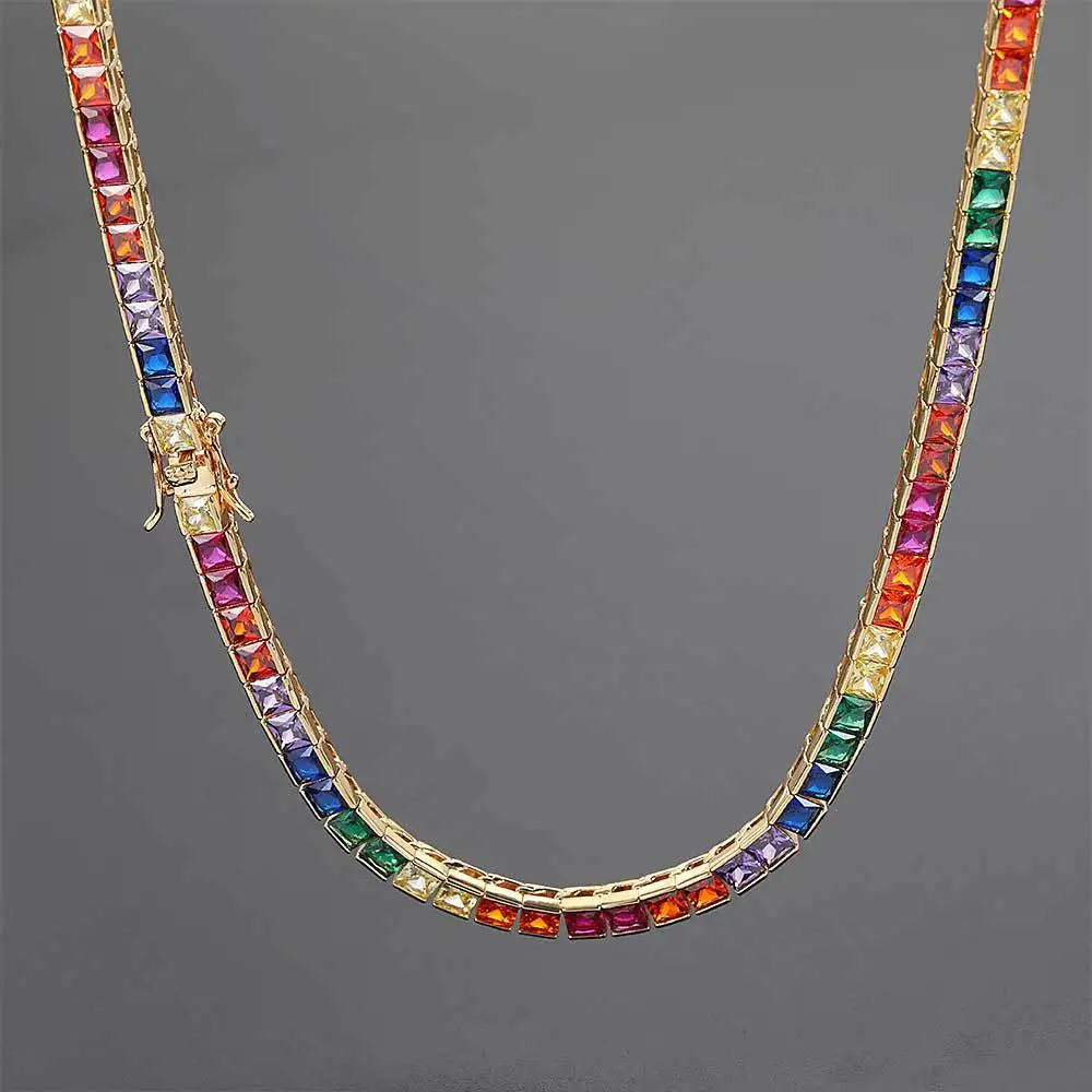 Verena Jewelry Dropshipping Rainbow Colorful Gold Plated 5A CZ Diamond Tennis Necklace Set Jewelry Tennis Chain, 18k/white gold
Verena Jewelry Dropshipping Rainbow Colorful Gold Plated 5A CZ Diamond Tennis Necklace Set Jewelry Tennis Chain, 18k/white gold