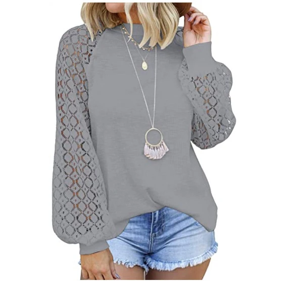 New Fashion Round Neck Long Sleeve Lace Stitching Loose Ladies Blouse, Picture shown
New Fashion Round Neck Long Sleeve Lace Stitching Loose Ladies Blouse, Picture shown