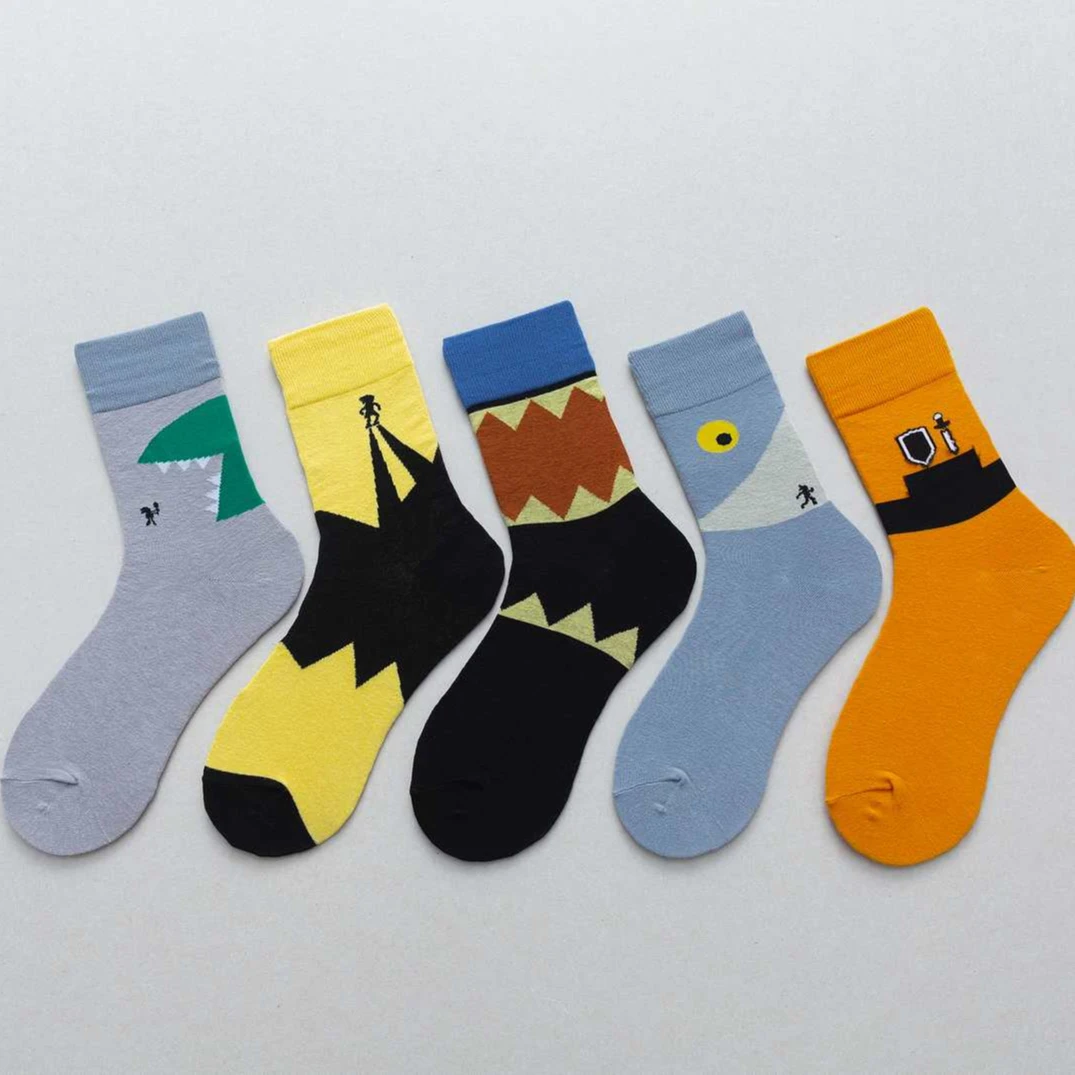 New Selling Superior Quality Men Bright Color Cotton Designed Customised Cartoon Dinosaur Happy Socks, Custom color
New Selling Superior Quality Men Bright Color Cotton Designed Customised Cartoon Dinosaur Happy Socks, Custom color