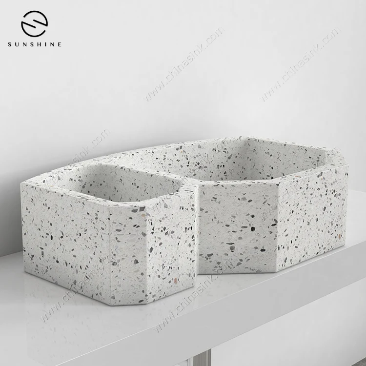 Customized Design Artificial Stone Inorganic Terrazzo Concrete Kitchen Sink