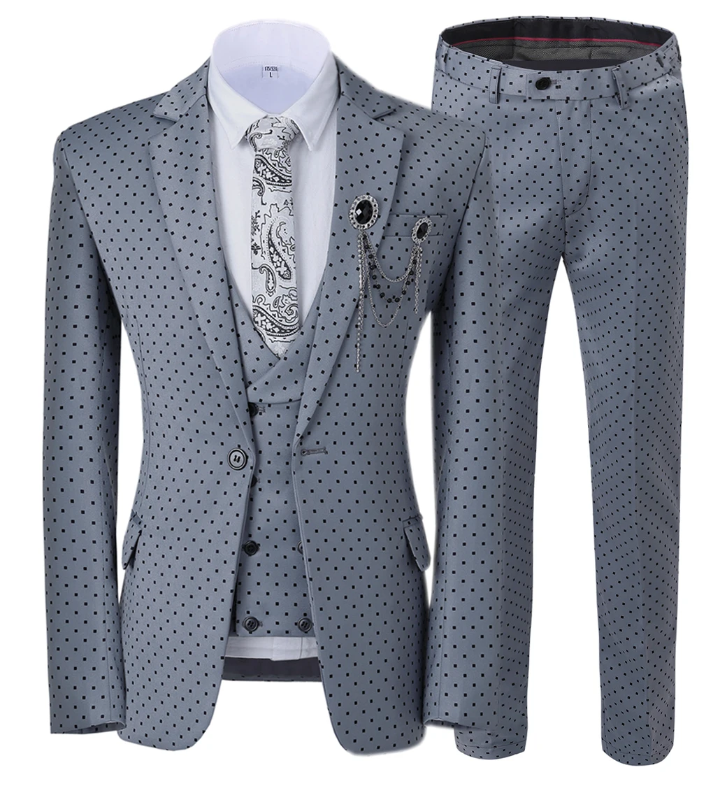2020 new fashion summer Casual 3 pieces custom slim fit suit men with dot design for wedding (Blazer+Vest+Pant), Optional
2020 new fashion summer Casual 3 pieces custom slim fit suit men with dot design for wedding (Blazer+Vest+Pant), Optional