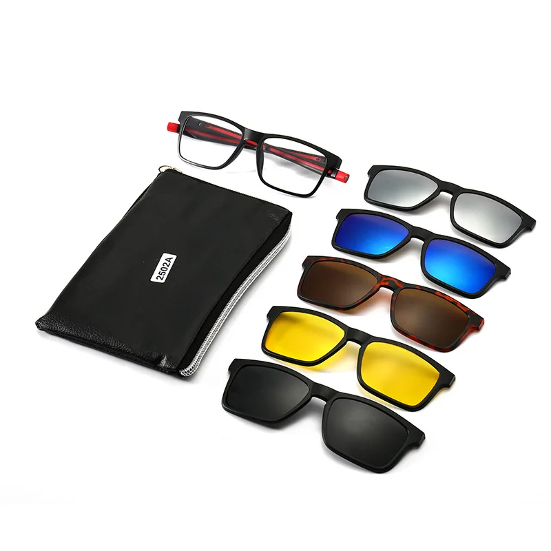 Hot Sell Color film 5 in 1 Sunglasses Magnetic Stretchable Temple Magnetic Glasses 2021, Black/blue/brown/yellow/silver/clear
Hot Sell Color film 5 in 1 Sunglasses Magnetic Stretchable Temple Magnetic Glasses 2021, Black/blue/brown/yellow/silver/clear