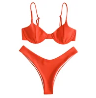 

Hot Selling Swimwear ZAFUL Ribbed Underwire High Leg bikini 2020 swimwear