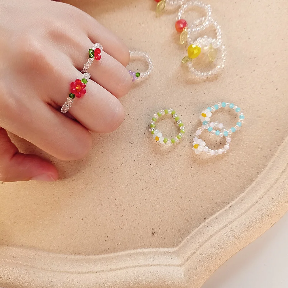 New arrival jewelry for girls women multi-color crystal beaded finger rings korea simple ins fashion fruit flower charm rings
New arrival jewelry for girls women multi-color crystal beaded finger rings korea simple ins fashion fruit flower charm rings