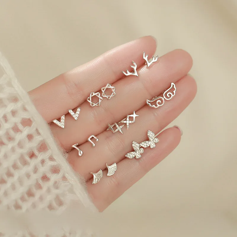 925 Silver Needle Star Heart Studs Earrings Women's Gift Earrings Fashion Silver Earrings Jewelry
925 Silver Needle Star Heart Studs Earrings Women's Gift Earrings Fashion Silver Earrings Jewelry
