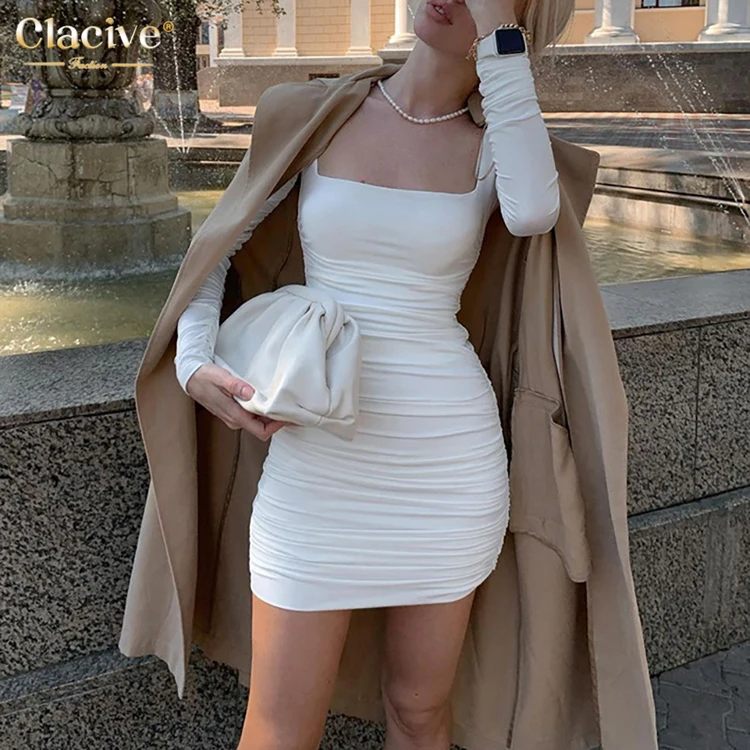 2021 Latest Design Long Sleeve Solid Square Collar Women Mini Dress Ruched Office Lady Elegant Sexy Dresses Women, White;blue;black
2021 Latest Design Long Sleeve Solid Square Collar Women Mini Dress Ruched Office Lady Elegant Sexy Dresses Women, White;blue;black