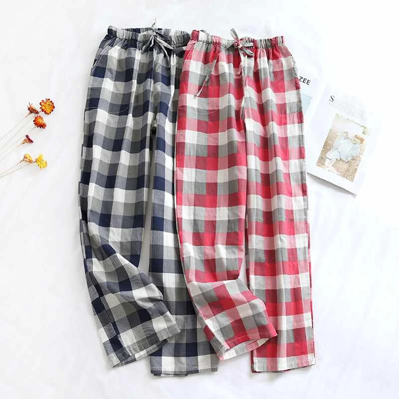 Japanese 2021 spring and autumn couple trousers cotton double gauze men's and women's pants plus size plaid home sleepwear pants, Picture shows
Japanese 2021 spring and autumn couple trousers cotton double gauze men's and women's pants plus size plaid home sleepwear pants, Picture shows