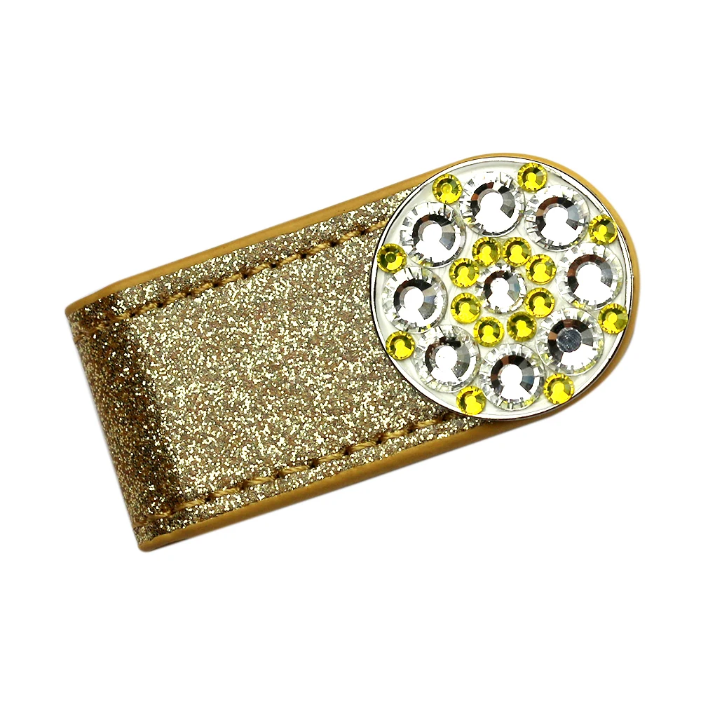 Promotional Sparkly PU Leather Hat Holder Magnetic Golf Hat Clip with Custom Golf Ball Marker by Soft Enamel, Black/gold/silver/red/purple/blue/dark blue/rose red
Promotional Sparkly PU Leather Hat Holder Magnetic Golf Hat Clip with Custom Golf Ball Marker by Soft Enamel, Black/gold/silver/red/purple/blue/dark blue/rose red