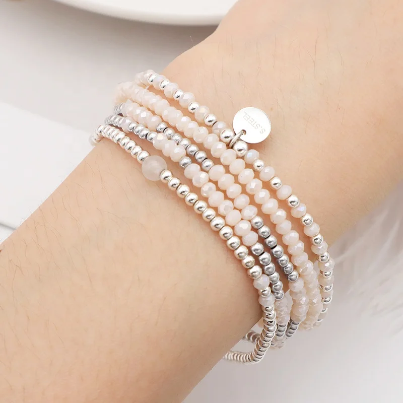 Fashion design Custom wholesale woman jewelry set handmade pink glass crystal bracelets charms beaded bracelets set, Silver
Fashion design Custom wholesale woman jewelry set handmade pink glass crystal bracelets charms beaded bracelets set, Silver