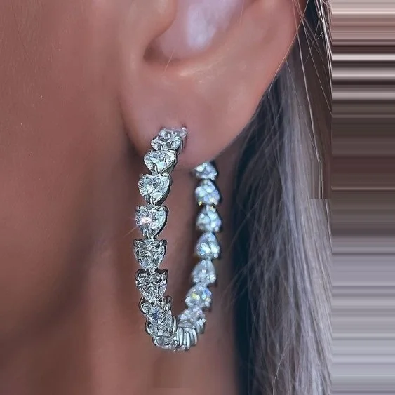 White Pink cz heart cubic zircon big round stud earrings bling 30mm large Hugging hoop earring women wedding jewelry
White Pink cz heart cubic zircon big round stud earrings bling 30mm large Hugging hoop earring women wedding jewelry
