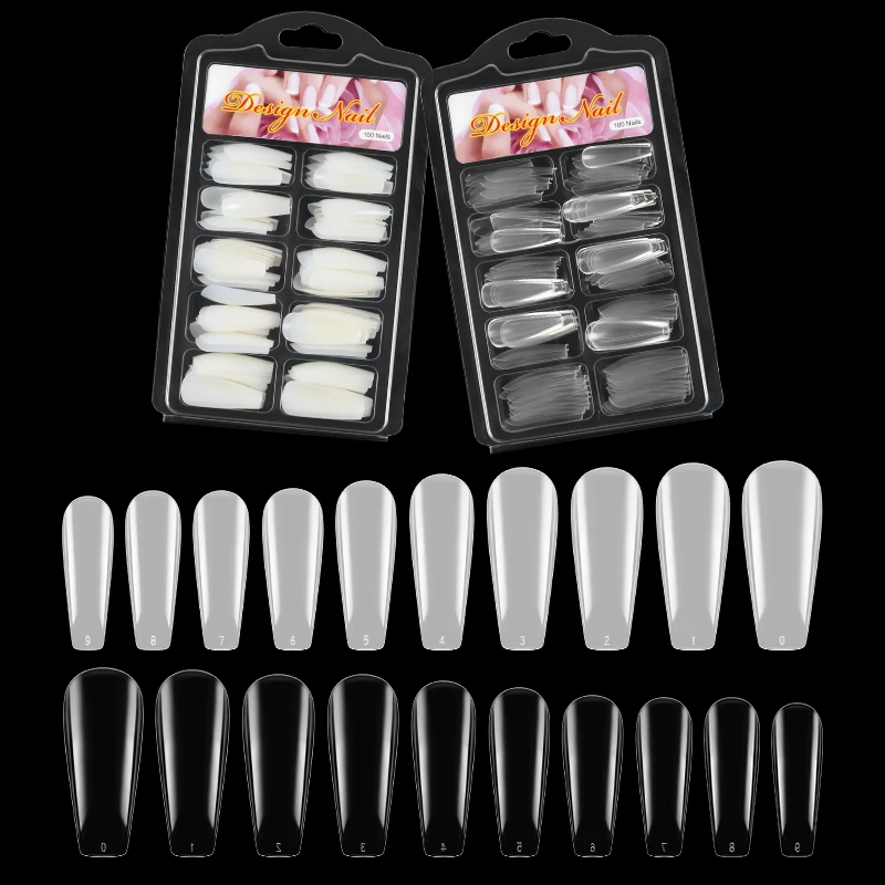 High Quality 100 PCS Professional Transparent Acrylic False Nail Tips Kit Full Cover Artificial Finger Nails Set
High Quality 100 PCS Professional Transparent Acrylic False Nail Tips Kit Full Cover Artificial Finger Nails Set