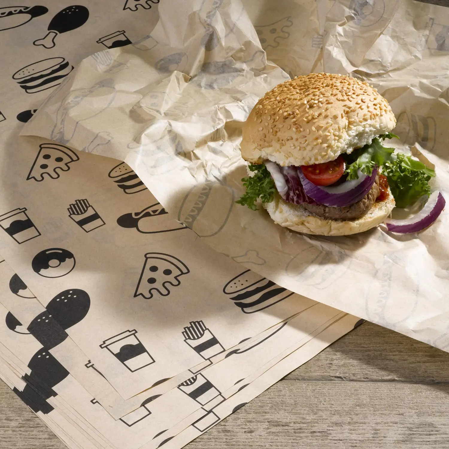 Custom Logo Printed  hamburger packaging paper