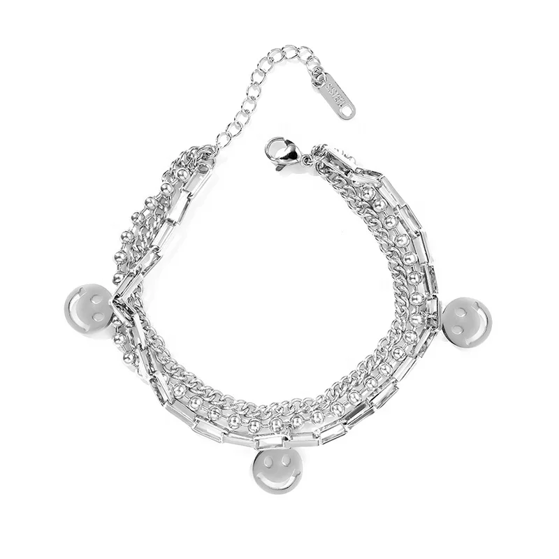 QIANZUYIN Fashion Hot Sale 3-layer Smiley FaceHand Catenary Hip Hop Hen And Women Stainless Steel Jewelry Bracelet, Silver
QIANZUYIN Fashion Hot Sale 3-layer Smiley FaceHand Catenary Hip Hop Hen And Women Stainless Steel Jewelry Bracelet, Silver