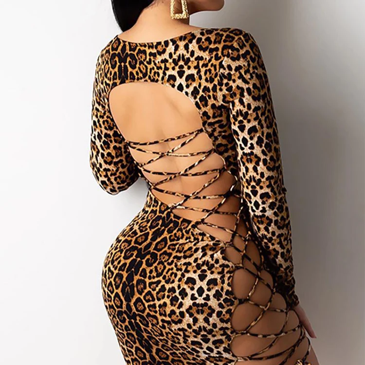 Summer Sexy Party Club Clothing Women Trendy Leopard Backless Dress Ladies Mini Bandage Sheath Dresses, Customized color
Summer Sexy Party Club Clothing Women Trendy Leopard Backless Dress Ladies Mini Bandage Sheath Dresses, Customized color