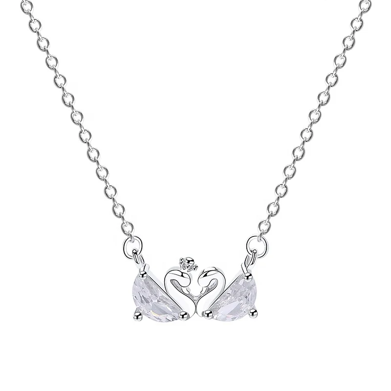 famous brand sterling silver gold plated jewelry double swan necklace for christmas gift
famous brand sterling silver gold plated jewelry double swan necklace for christmas gift