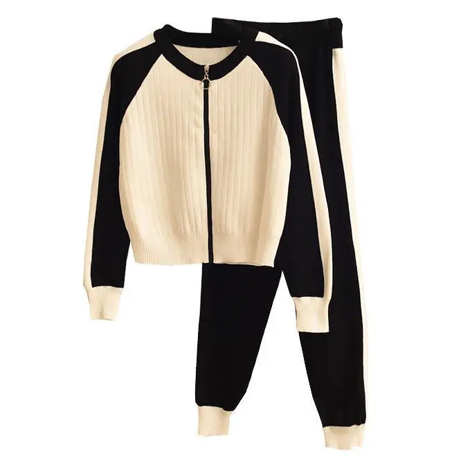 2021 Fall Winter Knitted Cardigan Sweater Women'S Suit Two Piece Pants Set, Picture color 
2021 Fall Winter Knitted Cardigan Sweater Women'S Suit Two Piece Pants Set, Picture color