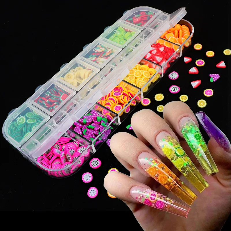 New Arrival Fruit Nail Decals Colorful 12 Styles Mixed Polymer Fruit Slice 3D Nail Art Decoration Fruit Slices For Nails
New Arrival Fruit Nail Decals Colorful 12 Styles Mixed Polymer Fruit Slice 3D Nail Art Decoration Fruit Slices For Nails
