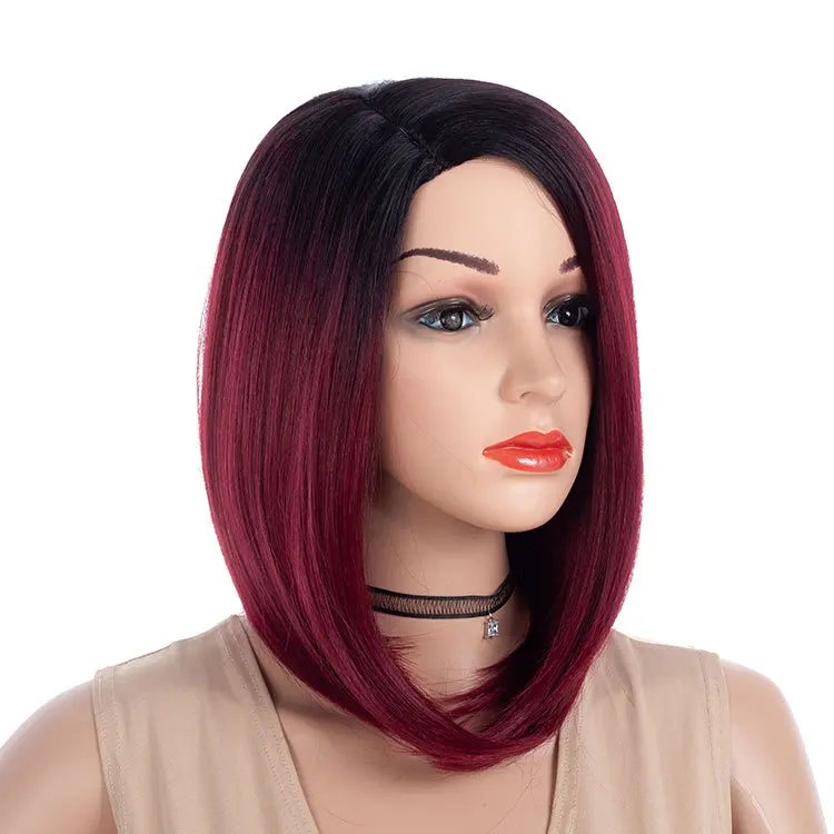 Amazon Hot Selling Red Gradient Short Bob Straighten Deep root Left Ladies Black Synthetic Lace Free Wigs
Amazon Hot Selling Red Gradient Short Bob Straighten Deep root Left Ladies Black Synthetic Lace Free Wigs