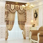 European Royal Luxury Embroidered Window Valance Curtain Ready Made Gold Blue Pink