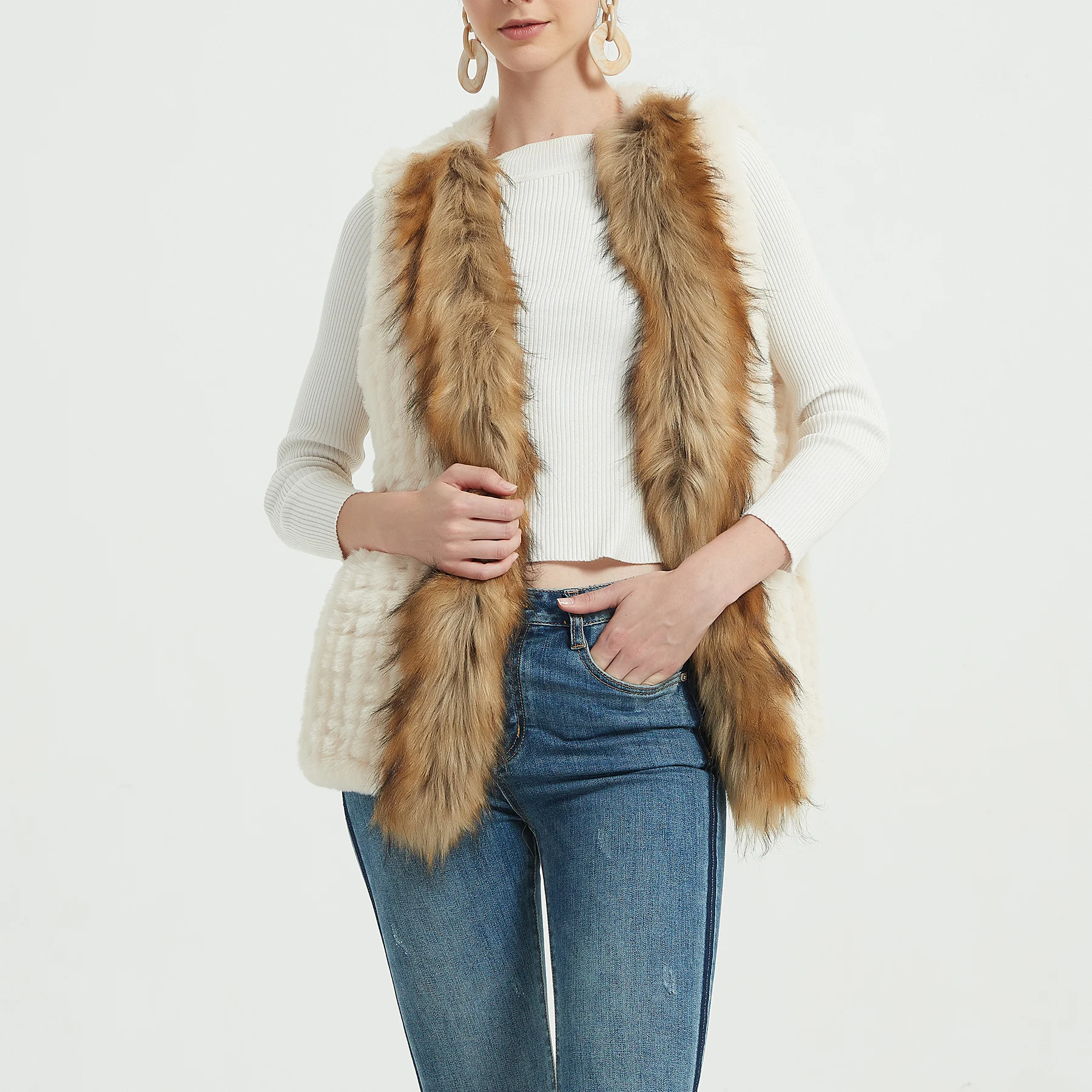 Dropshipping Soft Rex Rabbit Faux Fur Hand-Knitted Fluffy Fake Raccoon Fur Vest For Women, As picture or customized color
Dropshipping Soft Rex Rabbit Faux Fur Hand-Knitted Fluffy Fake Raccoon Fur Vest For Women, As picture or customized color