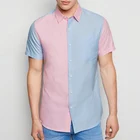 Fashion Colorblock Mens Latest Casual Oxford Shirts With Pocket