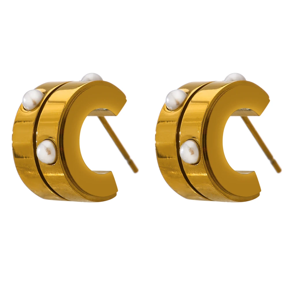 JINYOU 1587 Elegant Imitation Pearls Stainless Steel Stud Earrings Minimalist Geometric Gold Color Metal 18K Fashion Earrings
JINYOU 1587 Elegant Imitation Pearls Stainless Steel Stud Earrings Minimalist Geometric Gold Color Metal 18K Fashion Earrings