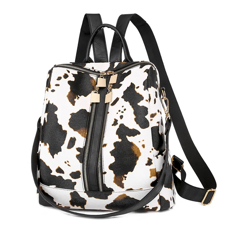 2021 Women Fashion Backpack Purse Multi Pockets Anti-theft Rucksack Cow Print Leather Double Zipper Backpack With Wristlet
2021 Women Fashion Backpack Purse Multi Pockets Anti-theft Rucksack Cow Print Leather Double Zipper Backpack With Wristlet