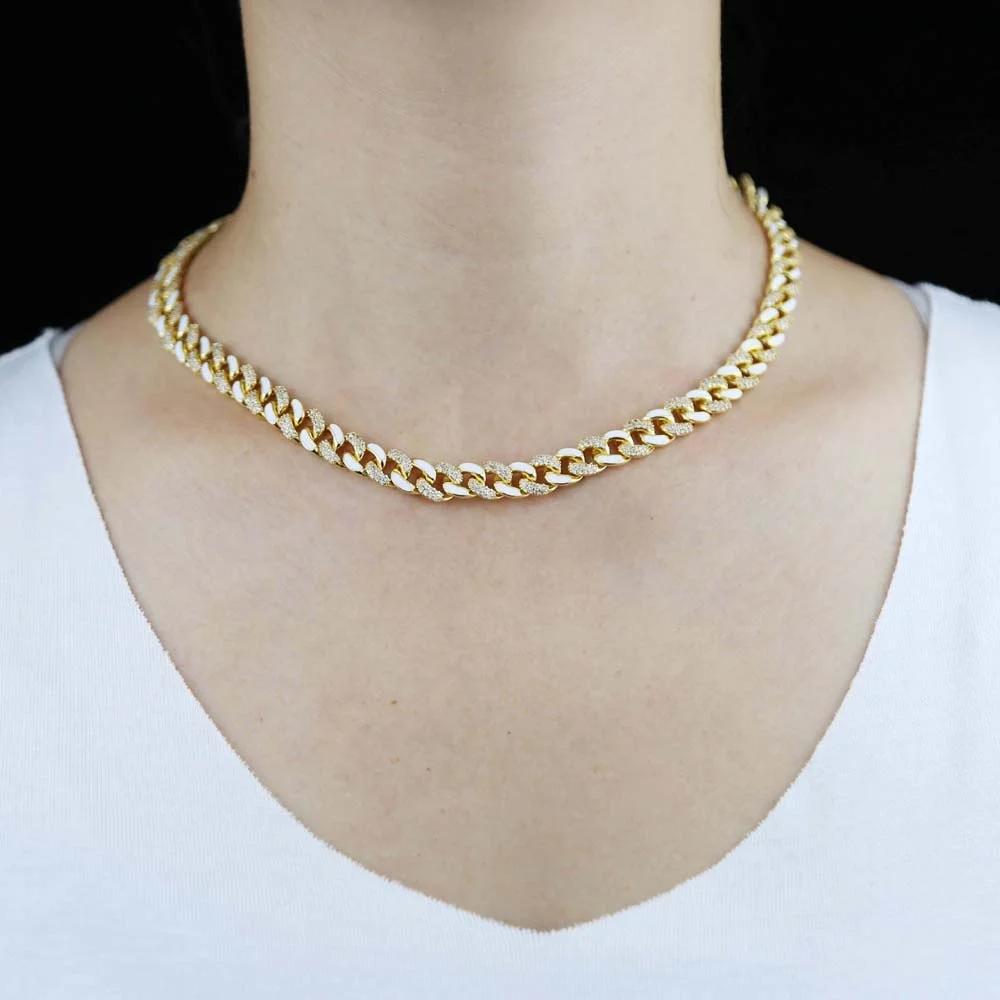 2021 Adjustable Slider Choker Chain Iced Out Curb Cuban Link Chain Gold Color Plated Half Enamel Half rainbow Necklace Jewelry, Black
2021 Adjustable Slider Choker Chain Iced Out Curb Cuban Link Chain Gold Color Plated Half Enamel Half rainbow Necklace Jewelry, Black