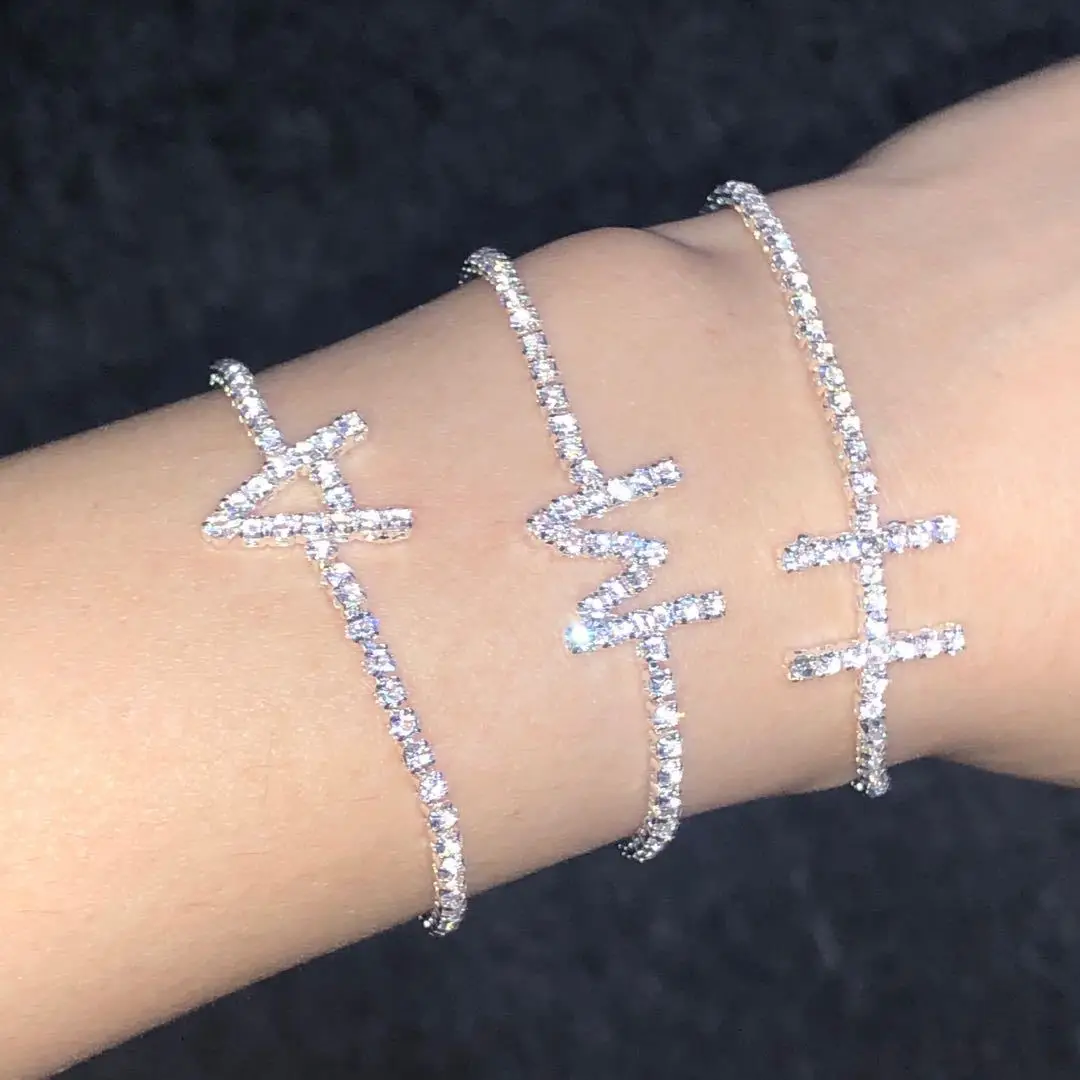Fashion Bling Bling 26 English Alphabet Crystal Bracelet Women Initial Rhinestone Diamond Letter Bracelet, As the picture show
Fashion Bling Bling 26 English Alphabet Crystal Bracelet Women Initial Rhinestone Diamond Letter Bracelet, As the picture show