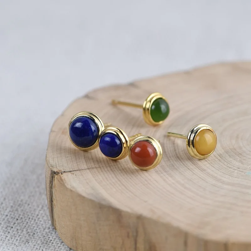 Real Pure 925 Silver Plated Gold South Red Women Jasper Simple Fashion Amber Earrings Lapis Lazuli Earrings
Real Pure 925 Silver Plated Gold South Red Women Jasper Simple Fashion Amber Earrings Lapis Lazuli Earrings