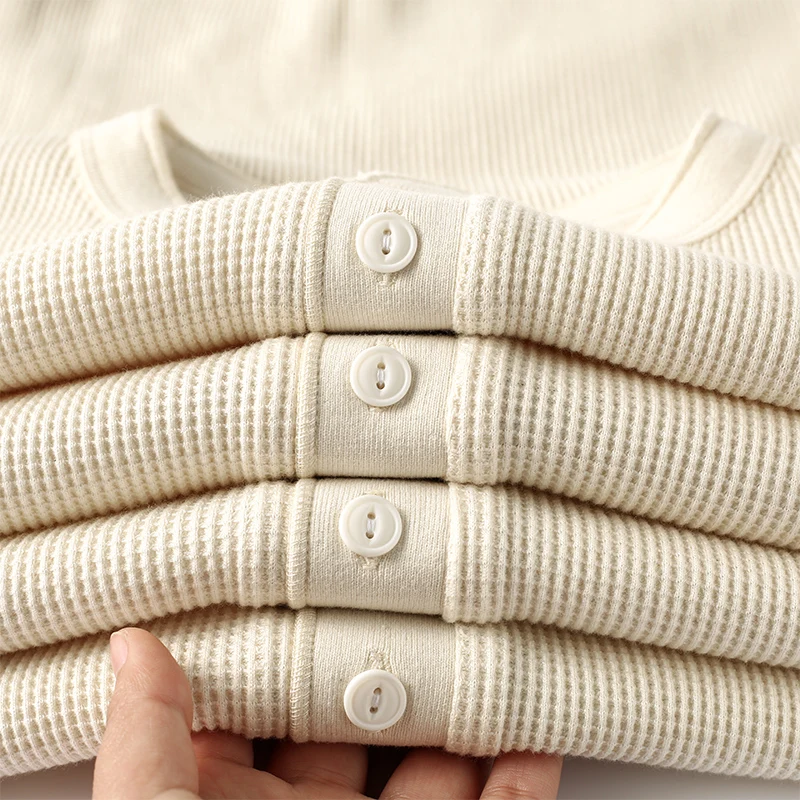 310G heavy Henry collar waffle fabric long sleeve oversized Vintage T-shirt custom blank solid Pullover button tshirt tee shirt
310G heavy Henry collar waffle fabric long sleeve oversized Vintage T-shirt custom blank solid Pullover button tshirt tee shirt