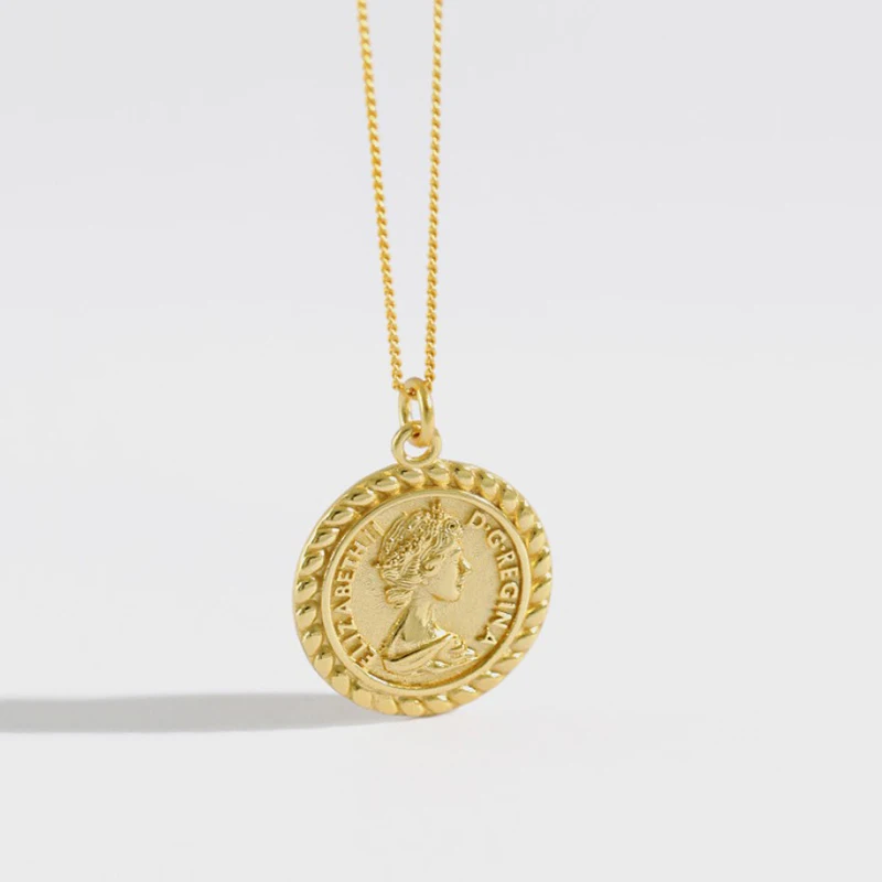 Retro Real 18K Gold Plated Sterling Silver Jewelry Pendant Queen Elizabeth Coin Necklace for Women
Retro Real 18K Gold Plated Sterling Silver Jewelry Pendant Queen Elizabeth Coin Necklace for Women