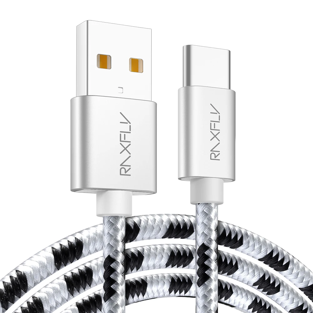 

Free Shipping 1 Sample OK RAXFLY 0.5m 1.2m 2m Type Fast Charger Cable Nylon USB Data Cable, Silver/red/rose gold/gold