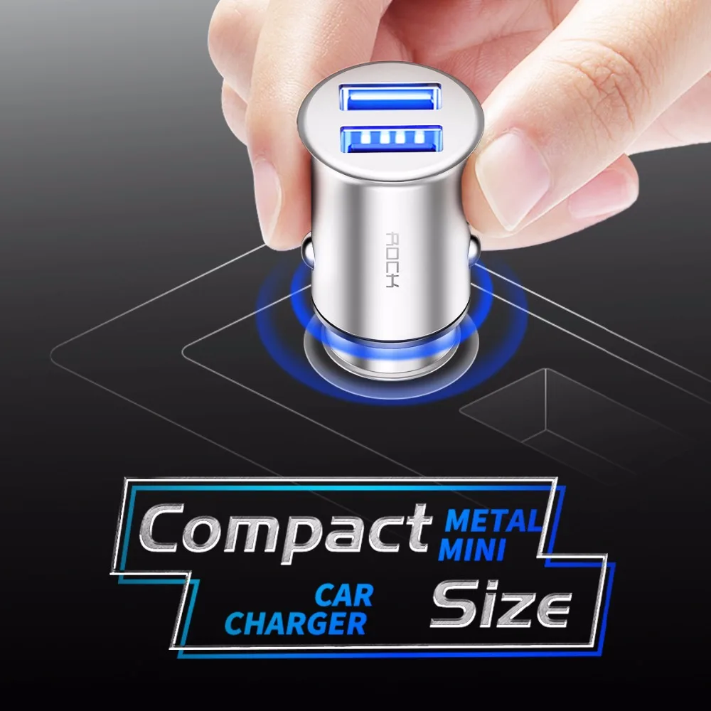 ROCHE 5 V 4.8A En Métal mini Chargeur De Voiture Double USB pour iPhone Samsung Téléphone Portable Rapide De Téléphone De Voiture De Voyage USB chargeur - ANKUX Tech Co., Ltd