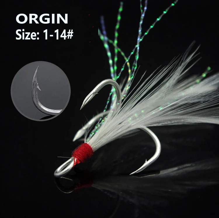 Top Seller 3X #1 to #14 Strong Tremble Hooks with Feather Barbs Anchor Hook Seawater Resistance Hi-Carbon Steel Fishing Hook, White nickle
Top Seller 3X #1 to #14 Strong Tremble Hooks with Feather Barbs Anchor Hook Seawater Resistance Hi-Carbon Steel Fishing Hook, White nickle