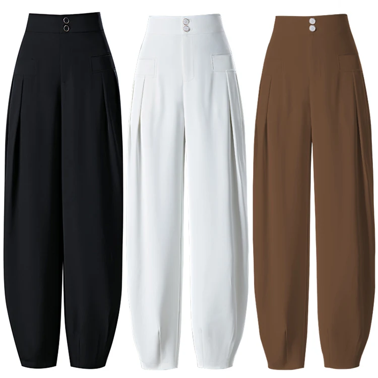 China 2021 summer thin ice silk drape women's pants high waist loose casual ladies bloomers, Black,white,brown
China 2021 summer thin ice silk drape women's pants high waist loose casual ladies bloomers, Black,white,brown