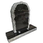 European Style Antique Upright Used Chinese Black Grave Headstone Memorial Stones Tombstone with Mirror Design