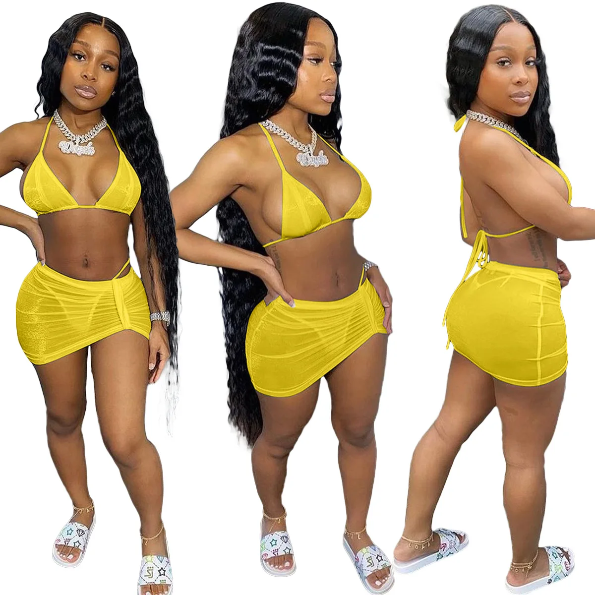 Fashionable and sexy spring/summer bikini neck swimsuit 15 colours three piece set, Picture
Fashionable and sexy spring/summer bikini neck swimsuit 15 colours three piece set, Picture