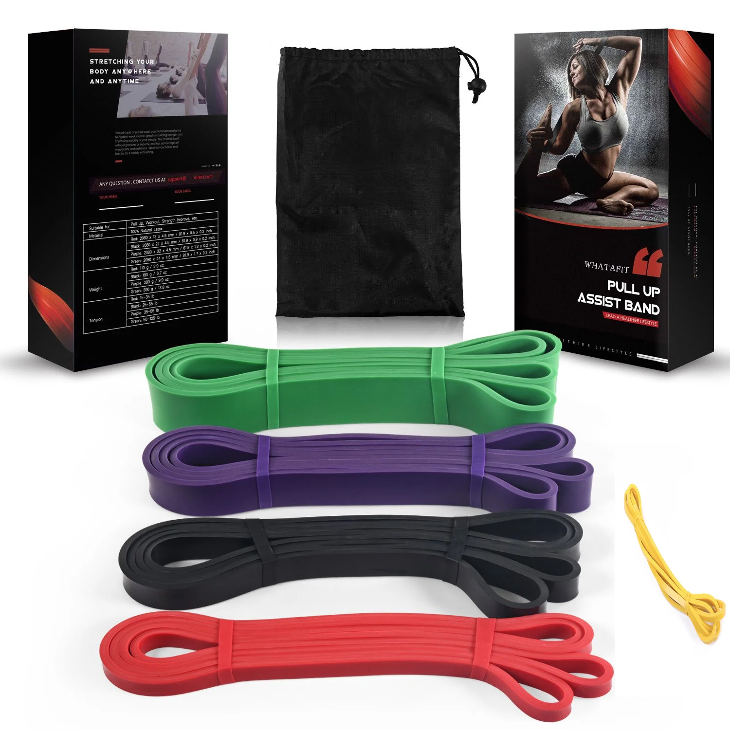 Factory Logo Box Custom Natural Latex Pull Up Assist Resistance Band Set, Yellow/red/black/purple/green
Factory Logo Box Custom Natural Latex Pull Up Assist Resistance Band Set, Yellow/red/black/purple/green