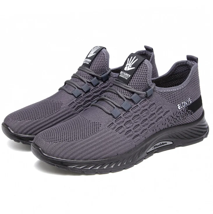 Fly knitting gray black mesh upper light weight sole PU sole men's running walking style shoes light weight sneakers
Fly knitting gray black mesh upper light weight sole PU sole men's running walking style shoes light weight sneakers