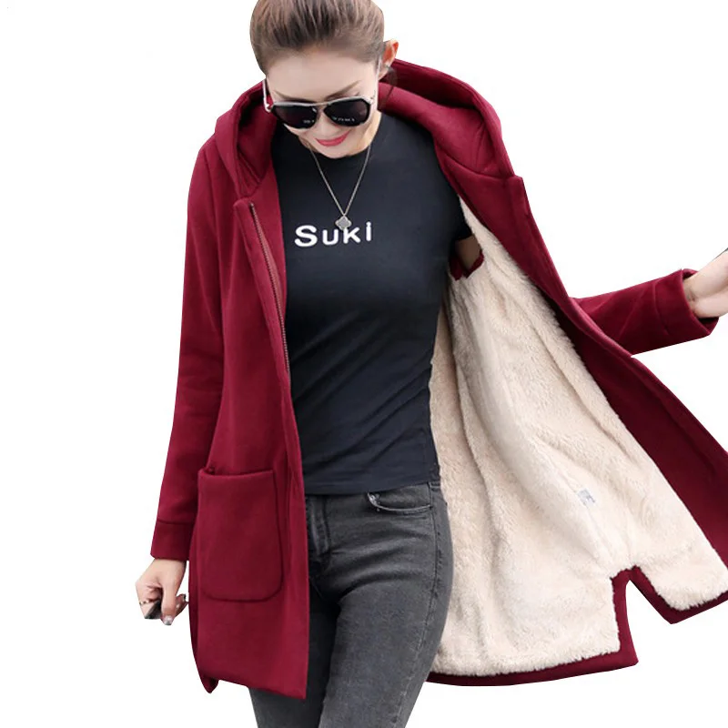 2021 Autumn Winter Women's Fleece Jacket Coats Female Long Hooded Coats Outerwear Warm Thick Female Red Slim Fit Hoodies Jackets
2021 Autumn Winter Women's Fleece Jacket Coats Female Long Hooded Coats Outerwear Warm Thick Female Red Slim Fit Hoodies Jackets