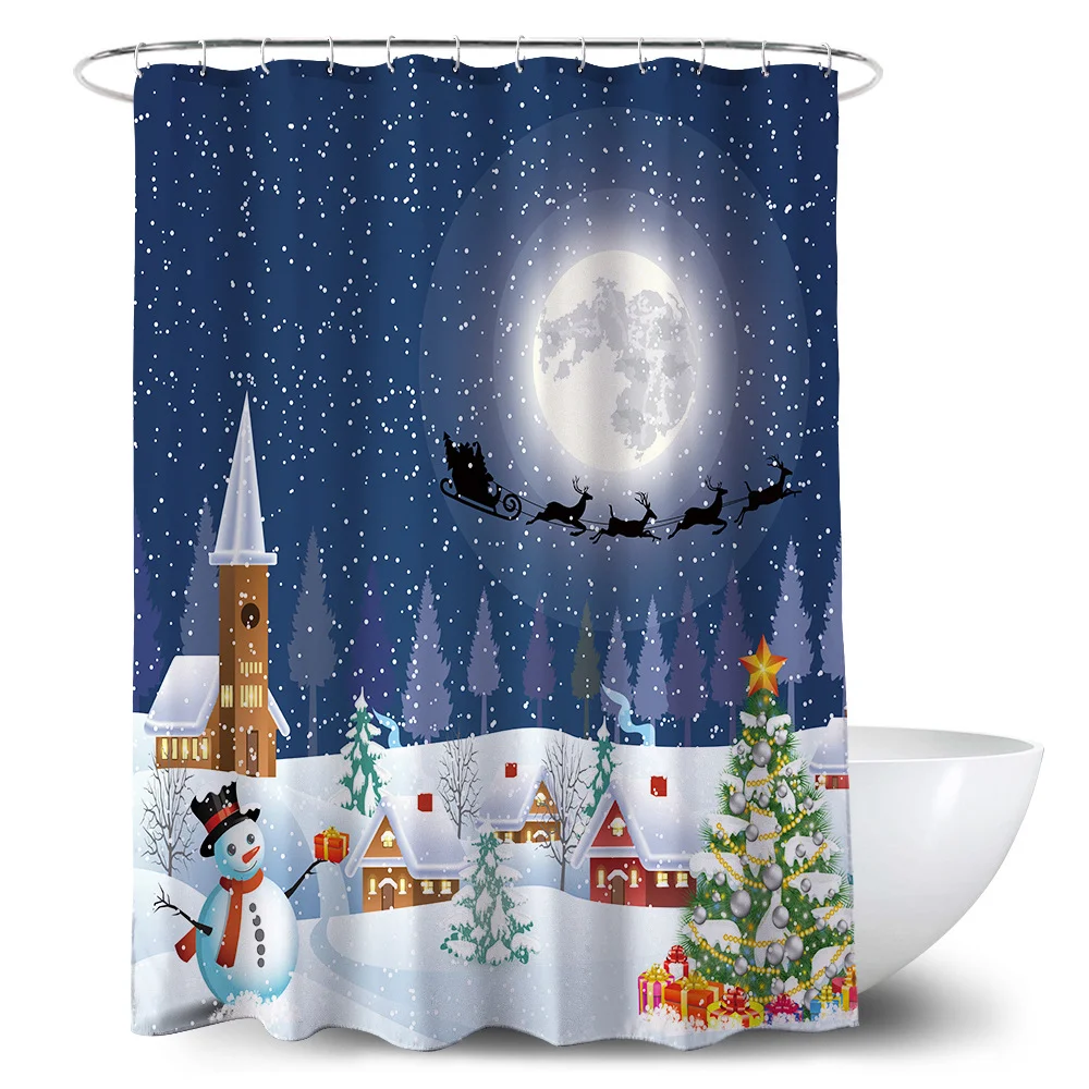 christmas bathroom waterproof shower curtain