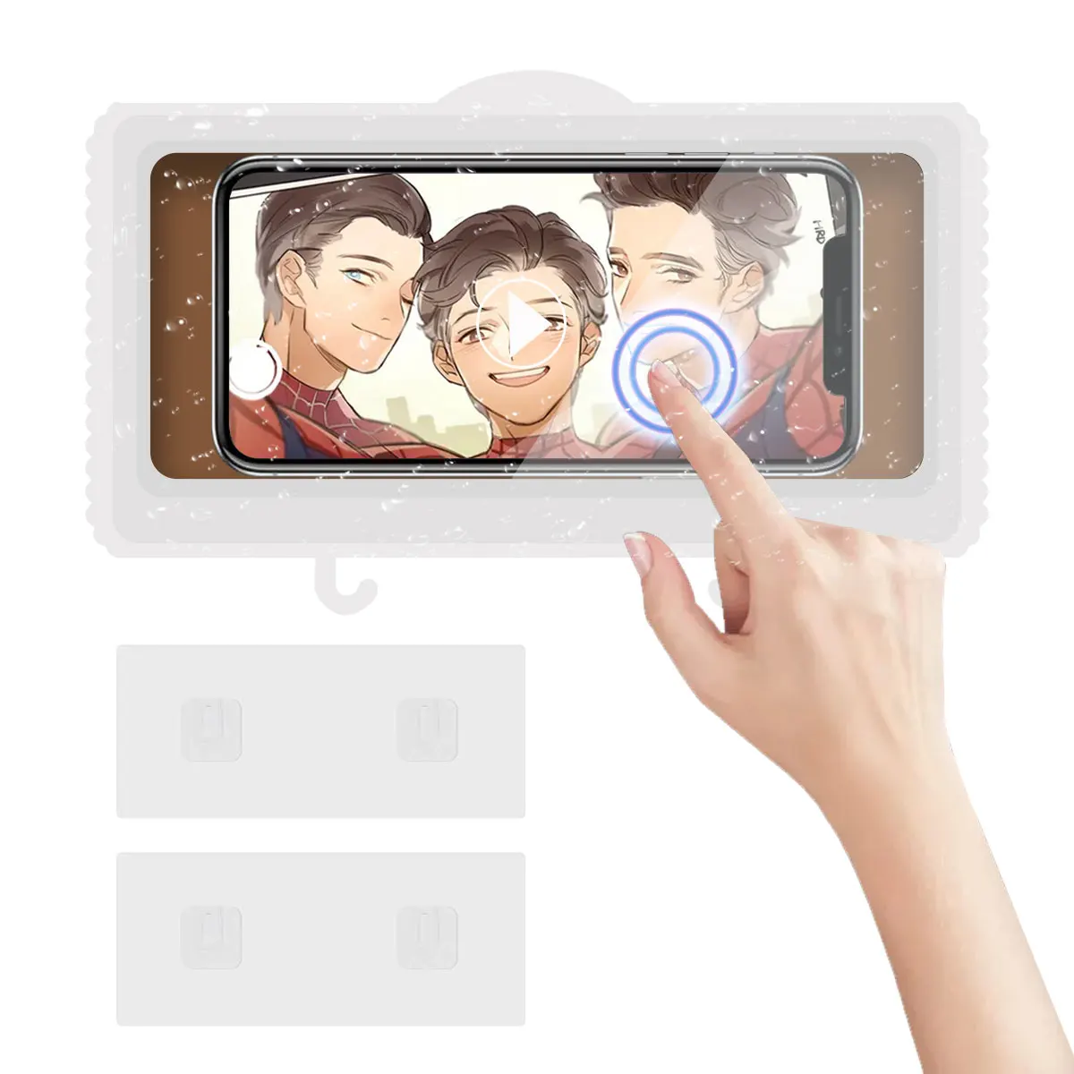 New products 2021 unique popular touch screen wall mount phone holder shower case for phone, Blue white
New products 2021 unique popular touch screen wall mount phone holder shower case for phone, Blue white