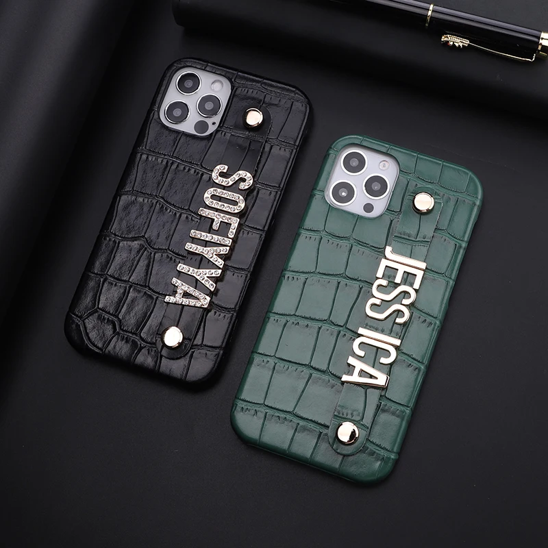 Custom Name Luxury Crocodile Leather Phone Case For iphone 11 12 Pro Max Mini 7 8 Plus X XR XS Max Diamond Metal Letters Cover, 6 colors
Custom Name Luxury Crocodile Leather Phone Case For iphone 11 12 Pro Max Mini 7 8 Plus X XR XS Max Diamond Metal Letters Cover, 6 colors
