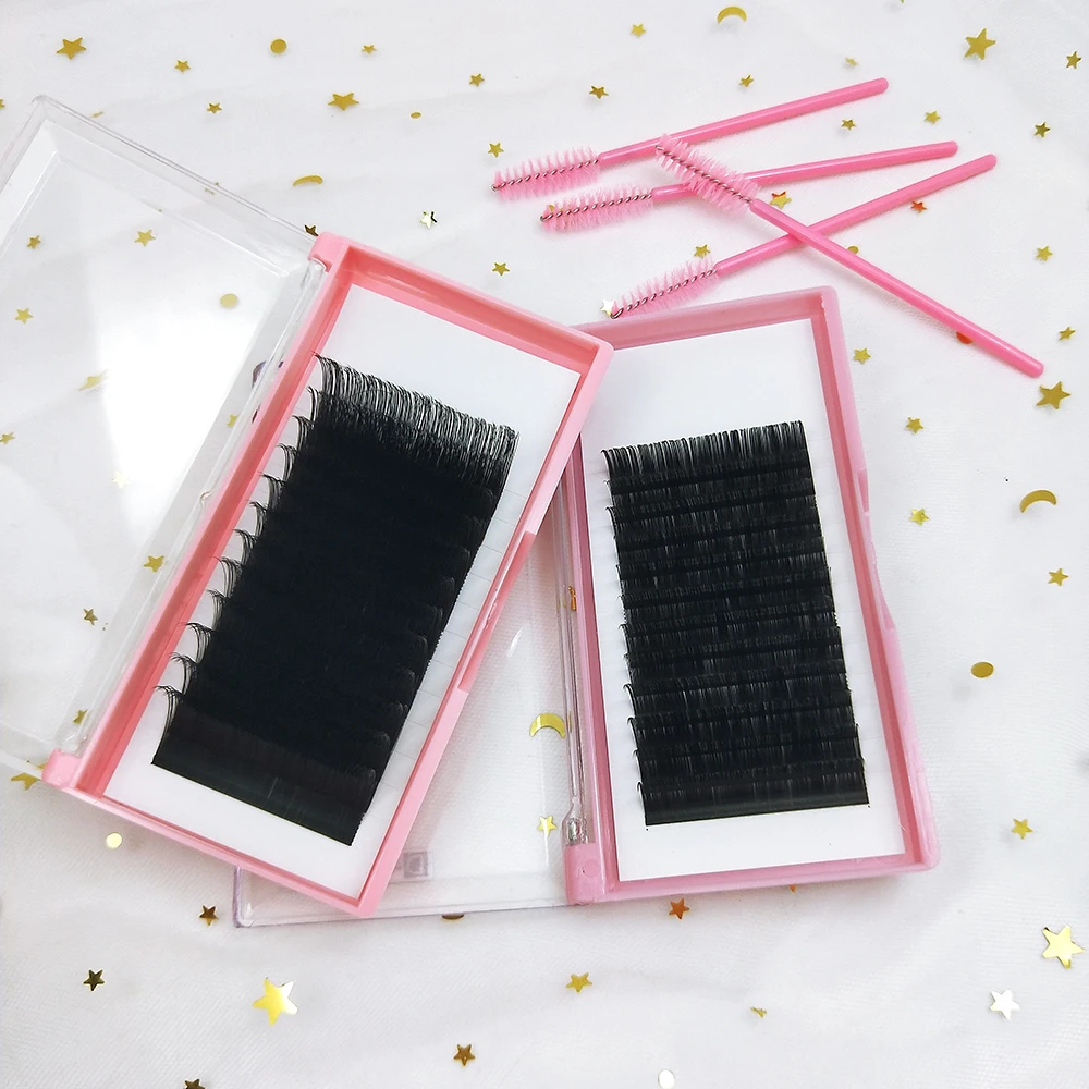 Single length 8-25mm pink tray individual classic faux mink eyelash extensions, Black
Single length 8-25mm pink tray individual classic faux mink eyelash extensions, Black